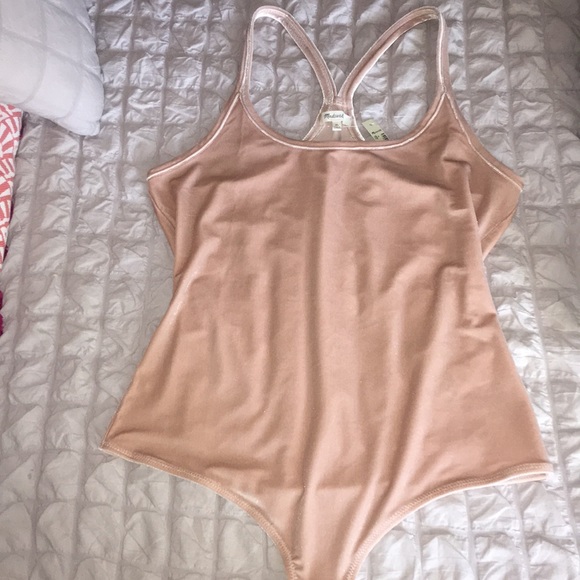 Madewell Other - NWT Madewell Pink Velvet Racerback Bodysuit XL $50
